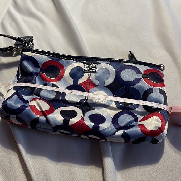 Blue multi monogrammed Coach wallet wristlet used a few times - Picture 6 of 7